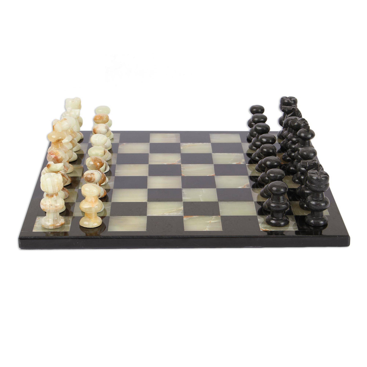 Handmade Verdant Challenge Onyx & Marble Chess Set